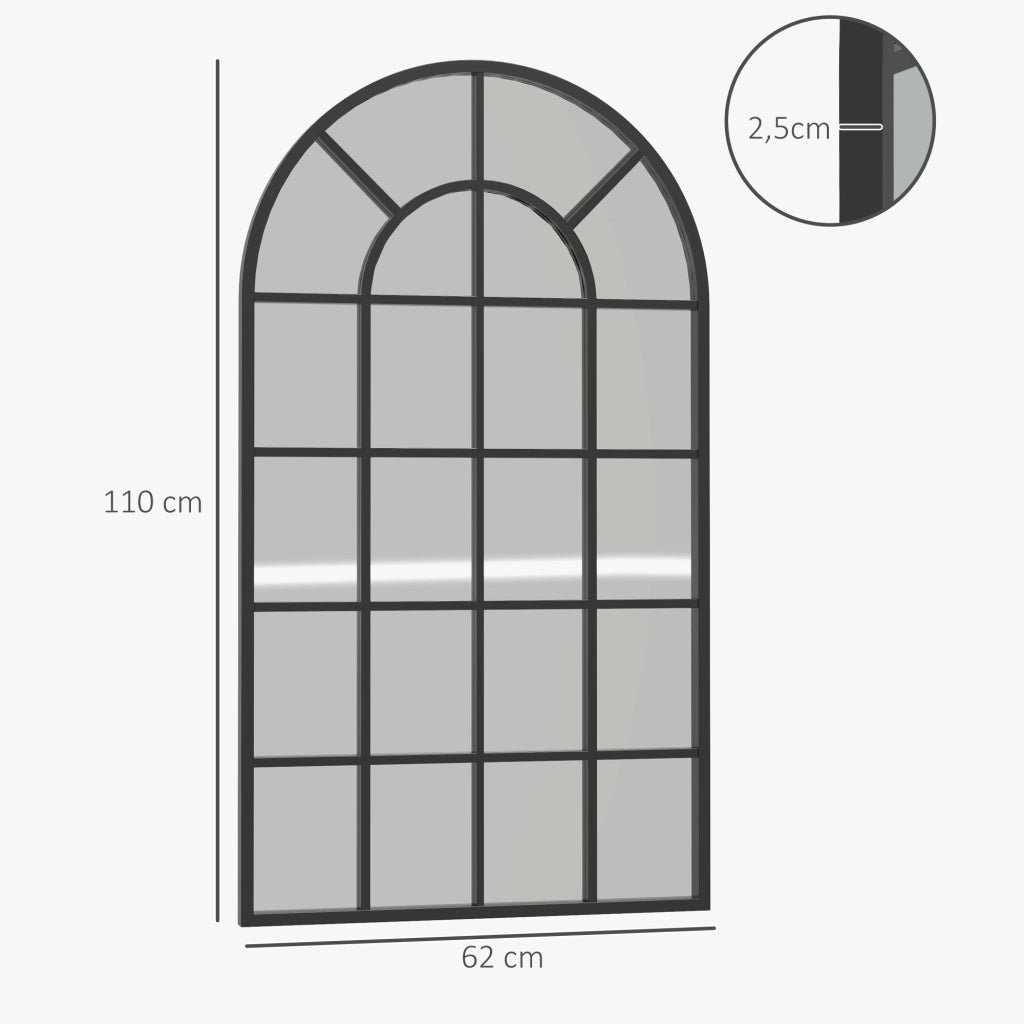 Specchio da parete 110 x 62 cm con cornice in metallo nero per ingresso, soggiorno e camera da letto