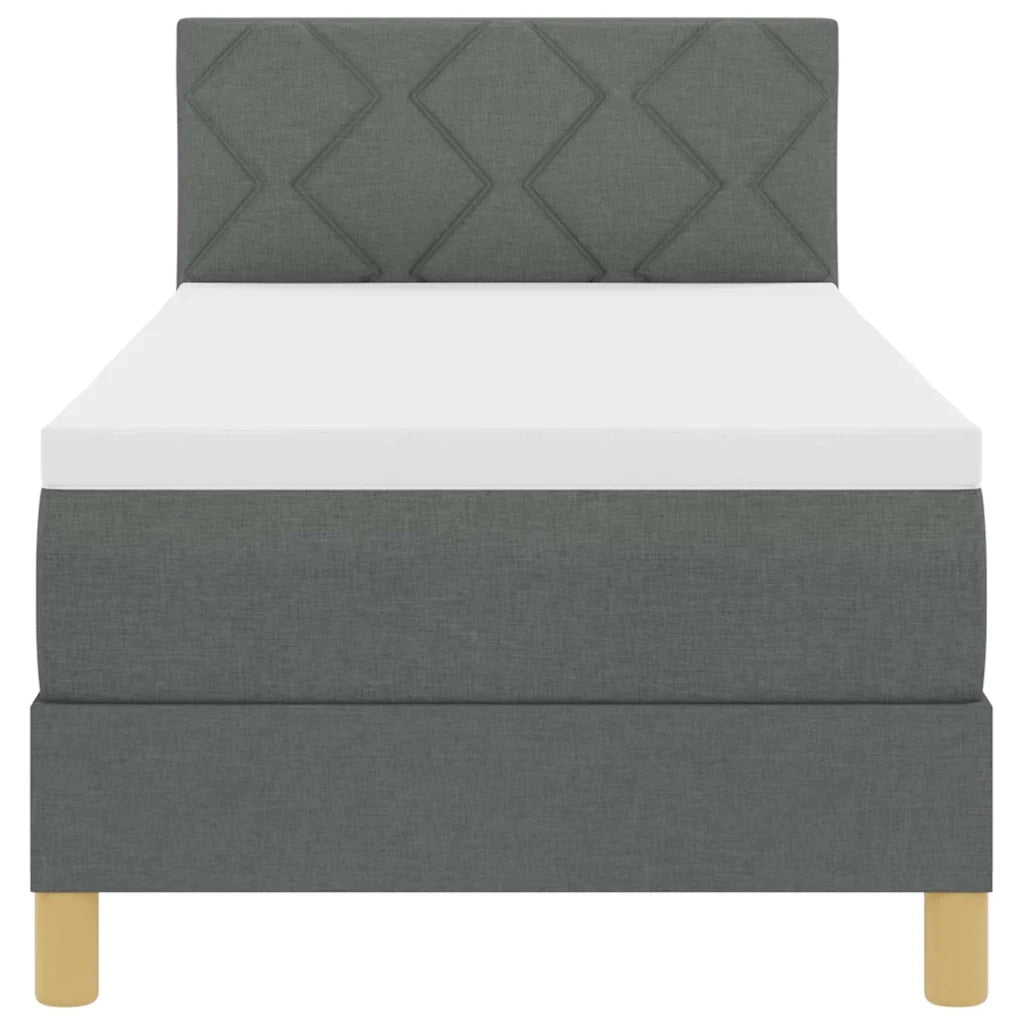 Letto singolo | Letto per adulti | Letto a molle con cuscino Grigio scuro 80 x 200 cm Tessuto