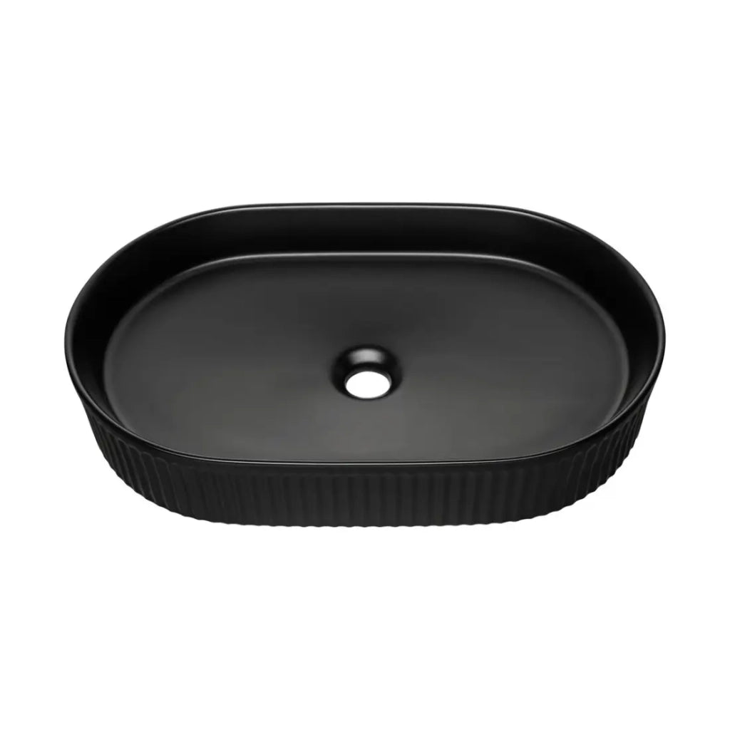 Lavabo ovale da appoggio 56x36 cm in ceramica nera opaca