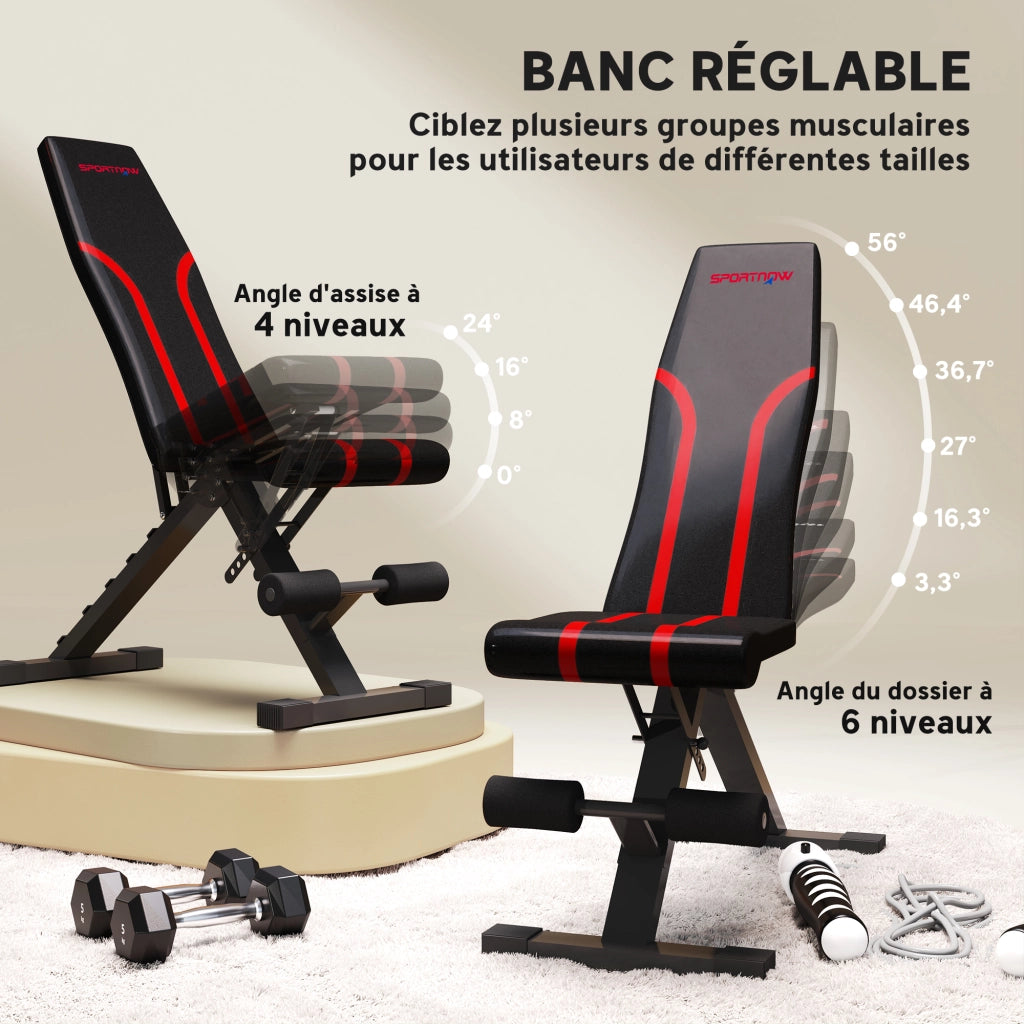 Panca da allenamento regolabile pieghevole ¨C zephmum ¨C nero acciaio 82x35x42.5-107cm
