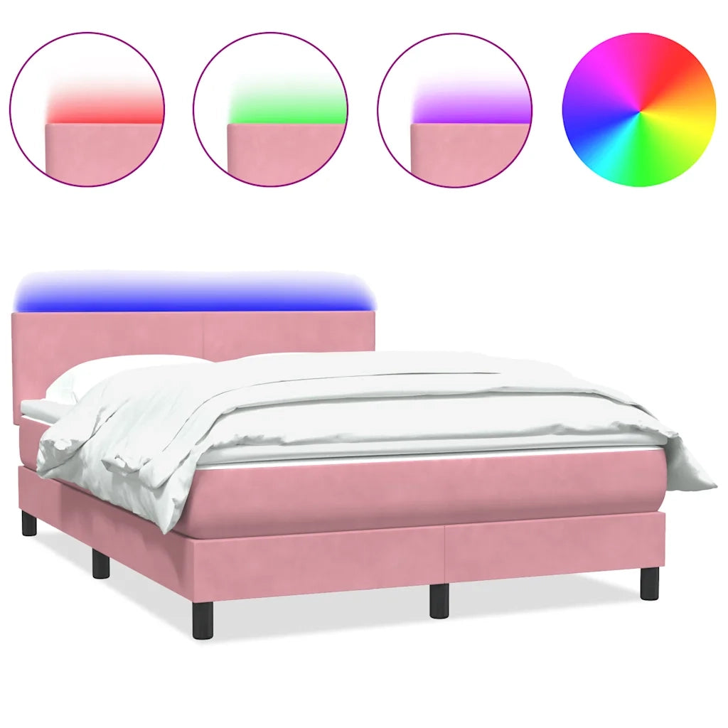 Letto a Molle con Materasso e LED Rosa 140x210 cm in Velluto 3316694