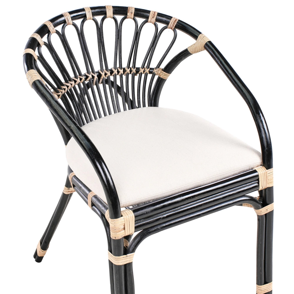Set bistrot in rattan composto da 2 sedie con cuscini e tavolo fatto a mano nero set da balcone