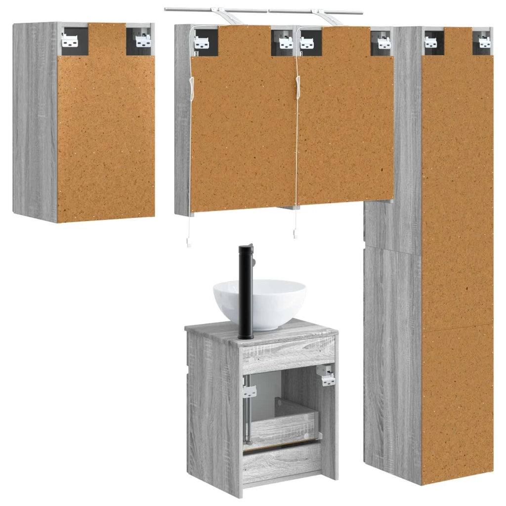Set di Armadi da Bagno 5 pcs Sonoma grigio 40 x 10,5 x 60,5 cm 3407340