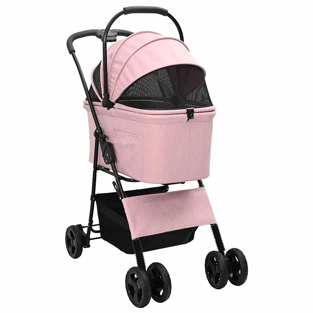 vidaXL Passeggino pieghevole per animali Rosa 81 x 47 x 99 cm