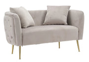 Divanetto in tessuto grigio con gambe dorate cm 127x74x71