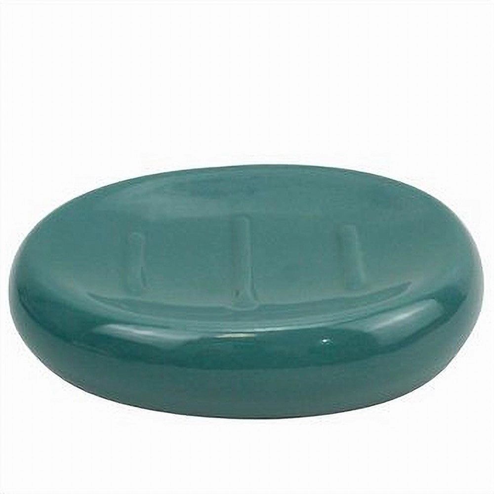 Trade Shop - Piattino Per Sapone Ceramica Verde Porta Saponetta Moderno Accessori Bagno 79266 -