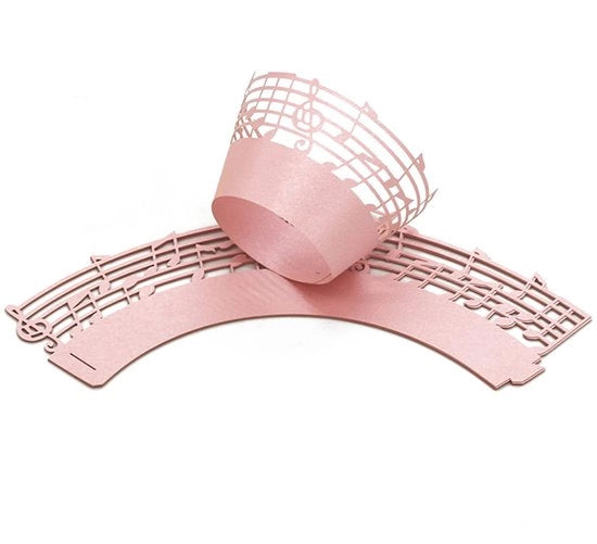 Decorazioni per Cupcake a forma di Note Musicali - 50 Unità - Confezione in Carta - Decorazione - Festa di Compleanno - Sostenibile - Diametro 8cm - Confezioni per Cupcake