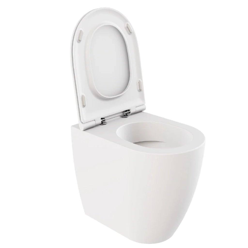 Coppia Di Sanitari Azzurra Ceramica Da Terra Filo Muro Senza Brida Bianco Lucido "Comoda"