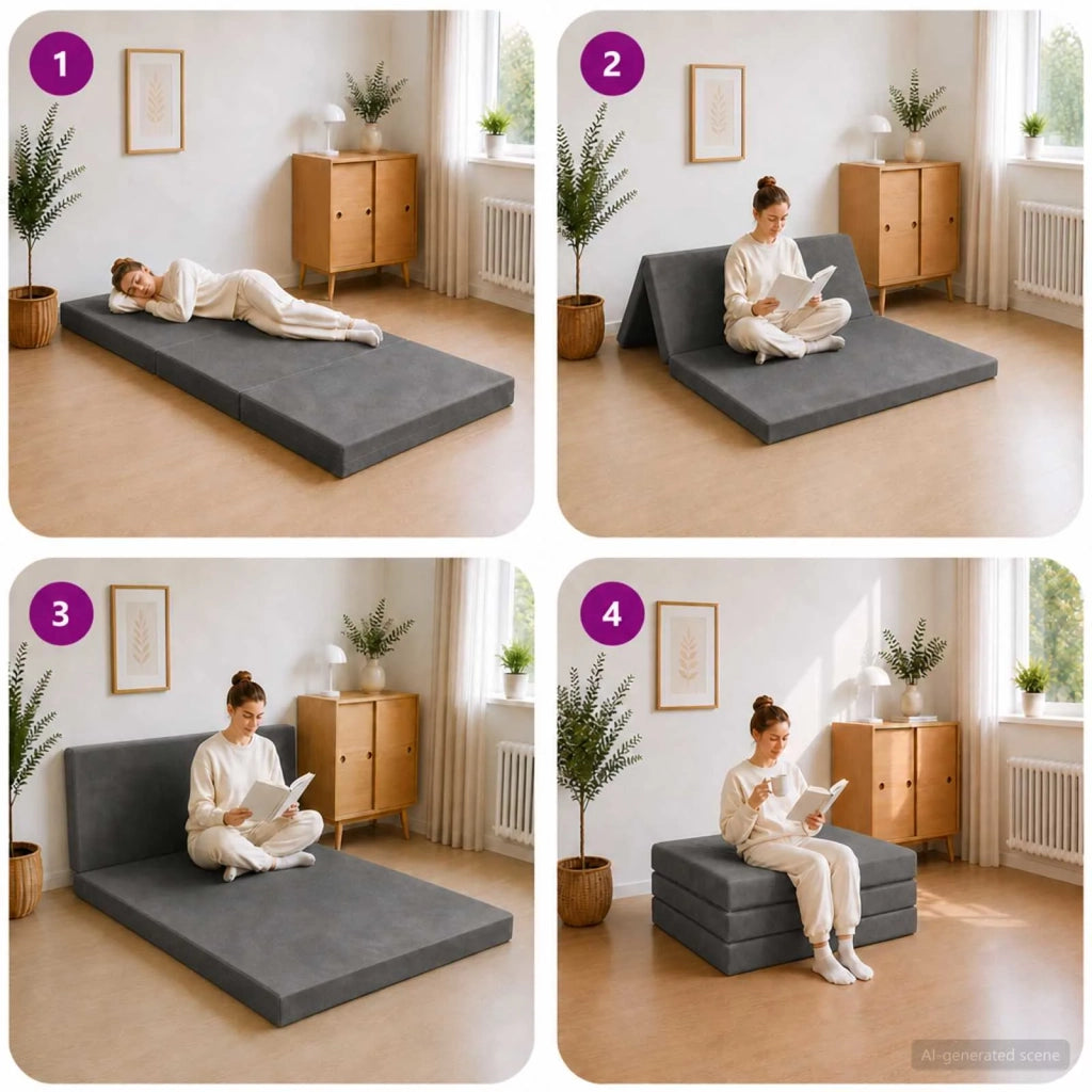 Divano Letto Pieghevole 100 x 67 x 45 cm Grigio Scuro 900204
