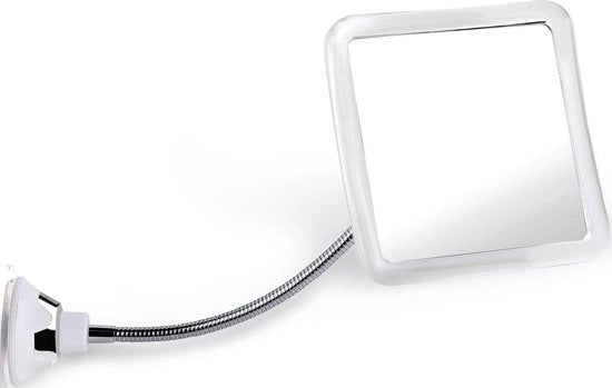 Specchio per la barba shatterproof con gooseneck regolabile in altezza e rotazione 360° - senza nebbia - 16 cm x 16 cm