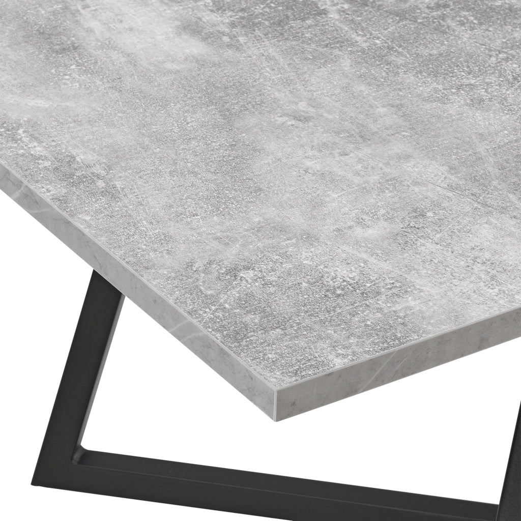 Tavolino da caffè/da Divano (LxLxA) 120x60x45 cm Tavolino Basso da Salotto/Soggiorno con Gambe in Acciaio Nero e Piano in MDF di Forma Rettangolare - Effetto Cemento