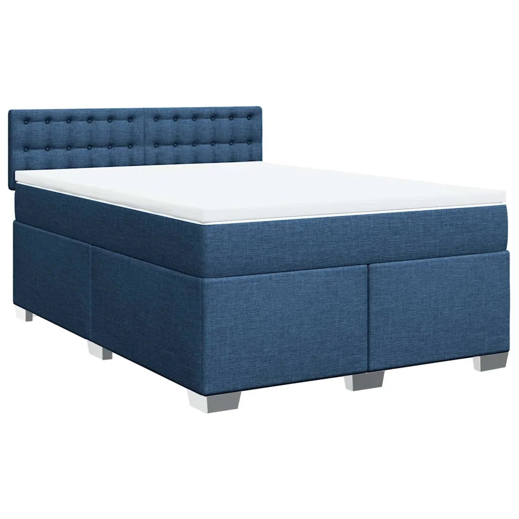 vidaXL Giroletto a Molle con Materasso Blu 140x190 cm in Tessuto