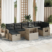 Set Divano da Giardino 8pz con Cuscini Grigio Chiaro Polyrattan 3327872