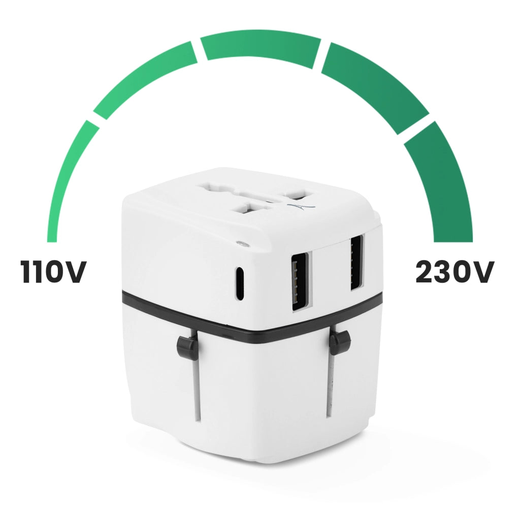 Adattatore Viaggio USA Europa UK 2 USB 2 USB C Bianco Akashi