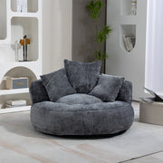 Poltrona Lazy Sofa in Chenille grigia, seduta ergonomica con schienale avvolgente, senza montaggio