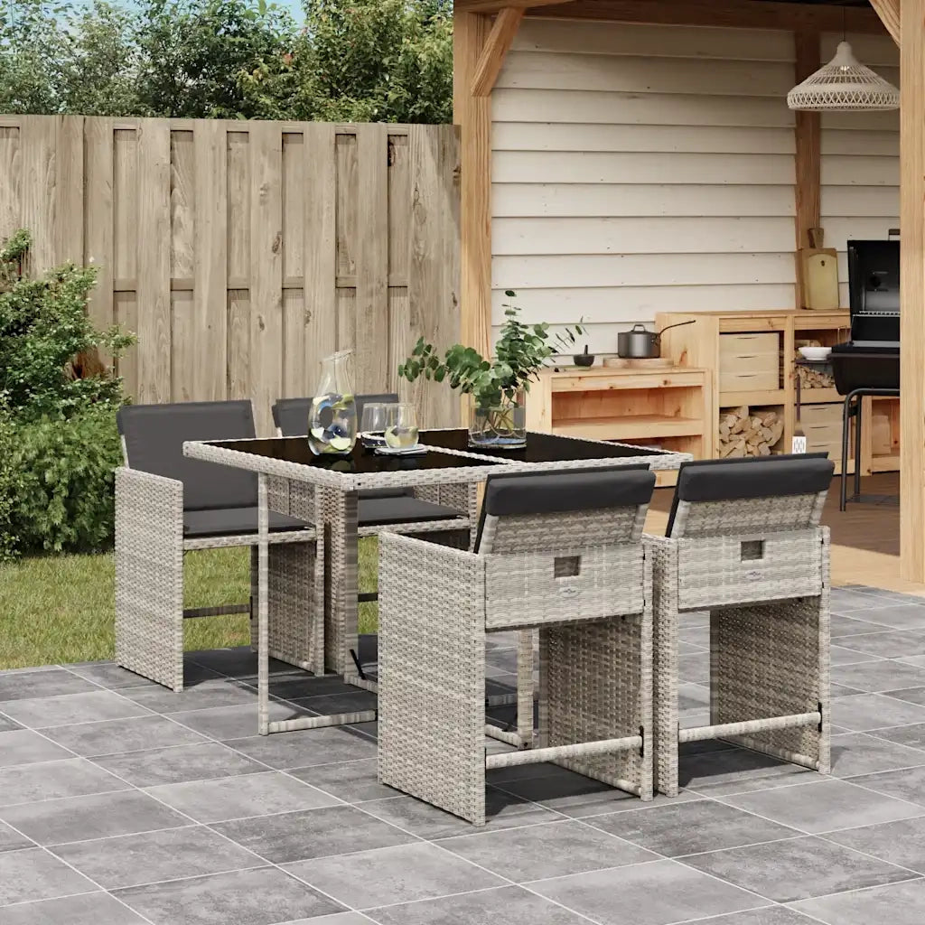 Set Pranzo da Giardino 5pz con Cuscini Grigio Chiaro Polyrattan 3211079