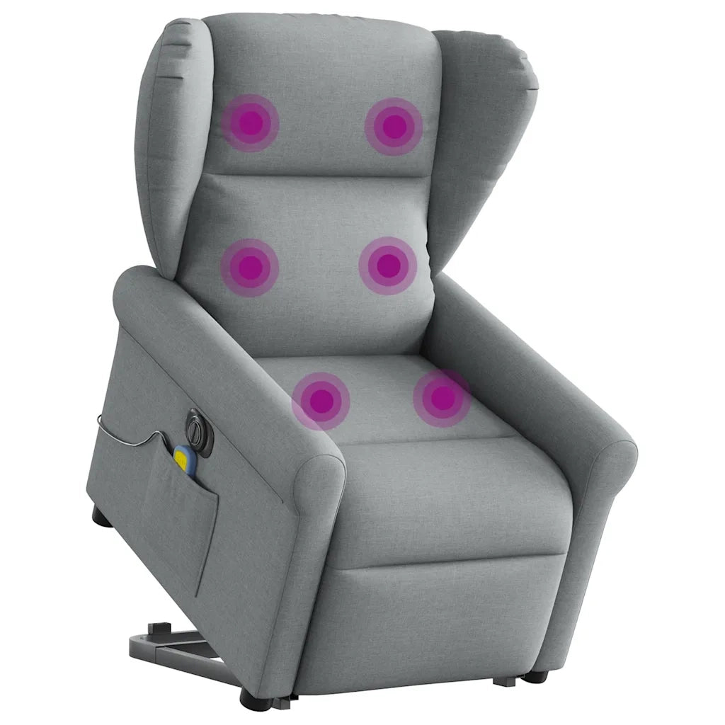Poltrona Alzapersona Massaggi Elettrica Grigio Chiaro Tessuto 3303404