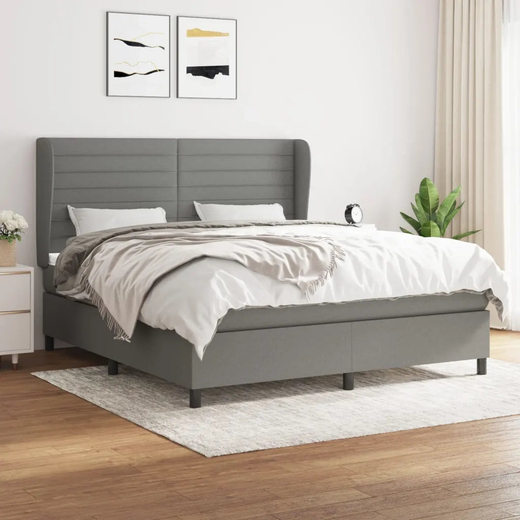Giroletto a Molle con Materasso Grigio Scuro 160x200 cm Tessuto cod mxl 36720