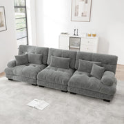 Divano modulare con seduta profonda in chenille grigio