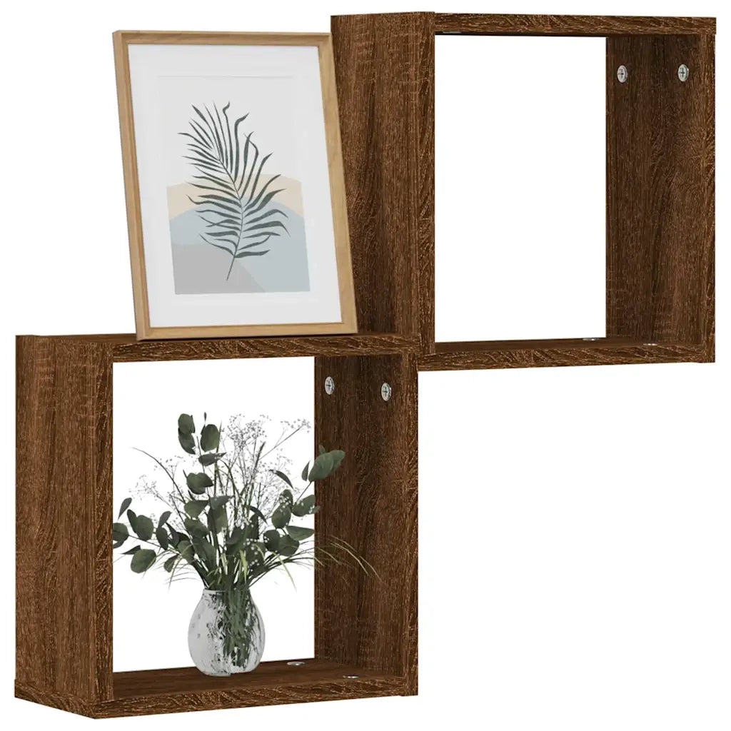 2 pz Mensole | Ripiano | Scaffale a Cubo Rovere Marrone 30x15x30 cm