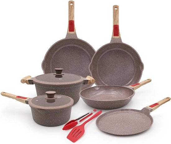 Set di pentole e padelle da 10 pezzi - Smalto ceramico - Anticongelante