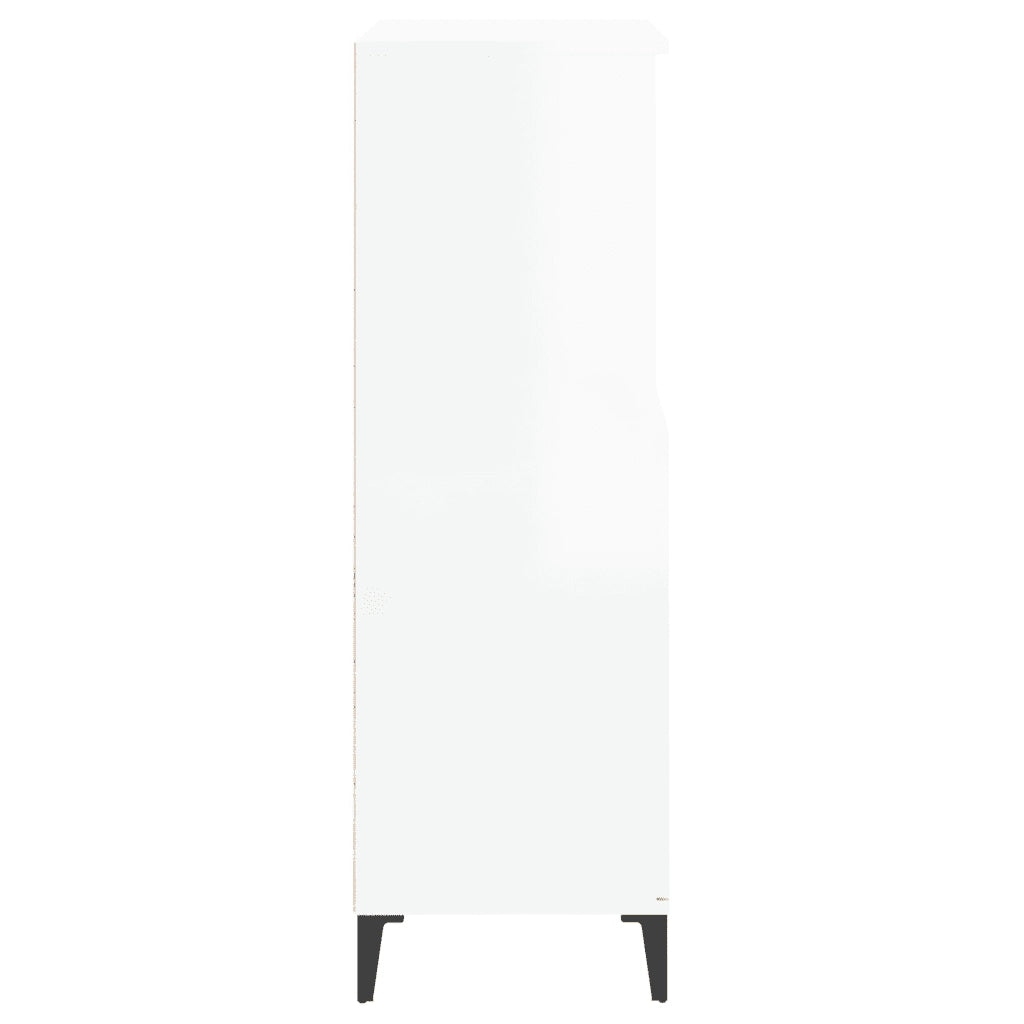 Credenza-Buffet-Armadio da cucina Bianco Lucido 60x36x110 cm in Legno Multistrato