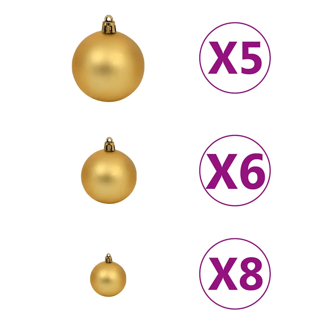Set Natale con 60 Palline Punta e 150 Luci LED Oro e Bronzo 330095