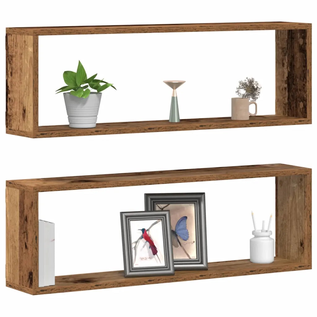 2 pz Scaffali da Parete | Mensola sospesa Legno vecchio 80 x 15 x 26 cm