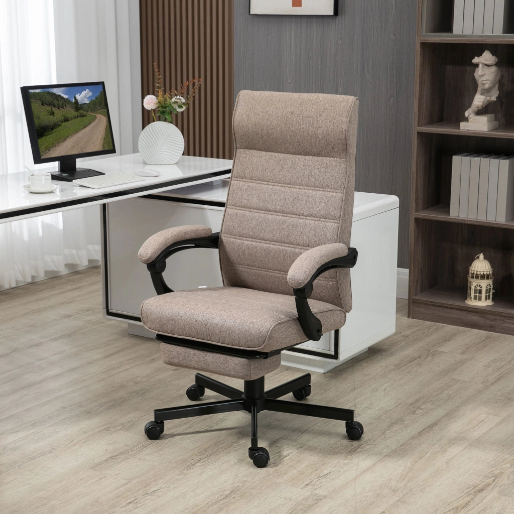 Sedia da Ufficio con Altezza Regolabile, Poggiapiedi Incluso e Seduta Imbottita, 68x67x109-119 cm, Marrone