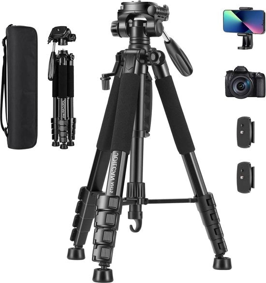 74 pollici stativo leggero per fotocamera DSLR - stativo per fotocamera universale - testa rimovibile - supporto per smartphone universale - struttura in alluminio rinforzato - vlog live streaming - massimo 5kg.