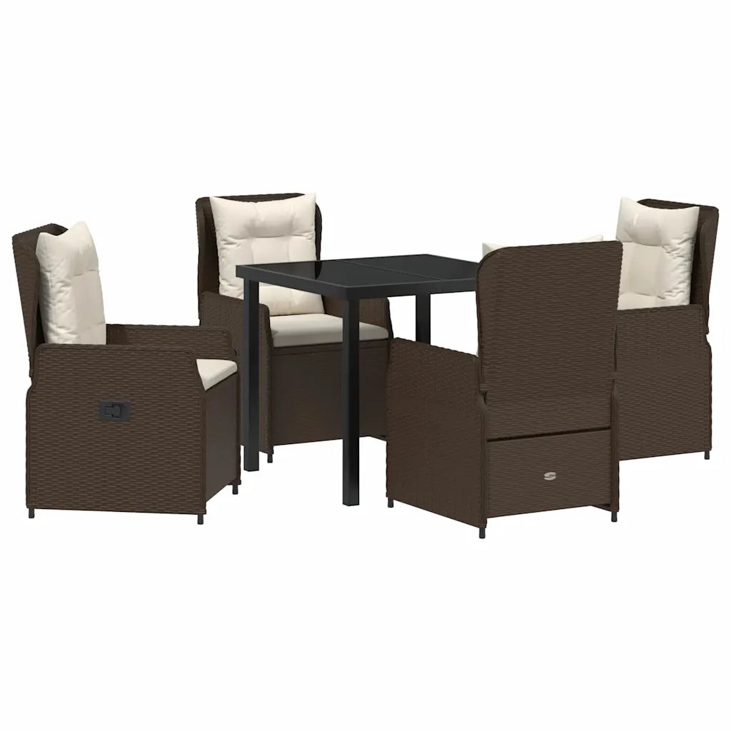 Set da Pranzo per Giardino 5 pcs Marrone polyrattan 3380947