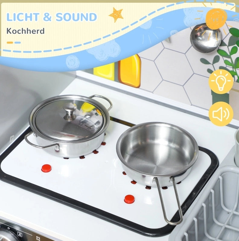 CUCINA GIOCATTOLO Interattiva con luci e suoni 80x29,7x100,9 cm Bianca