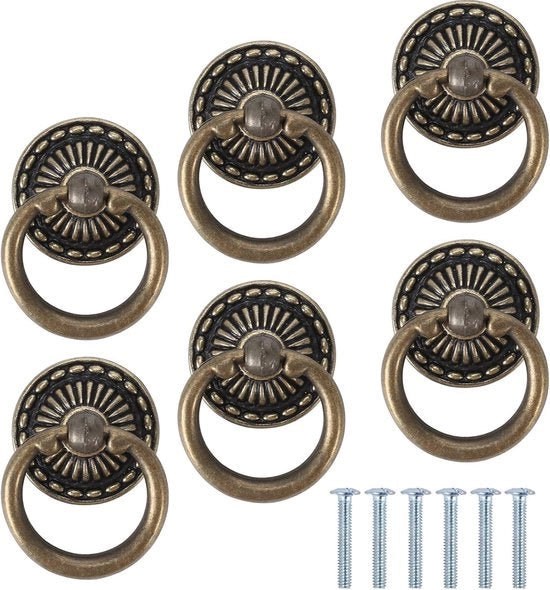 Pomelli di cassa vintage a 6 pezzi - rame - per arredamento