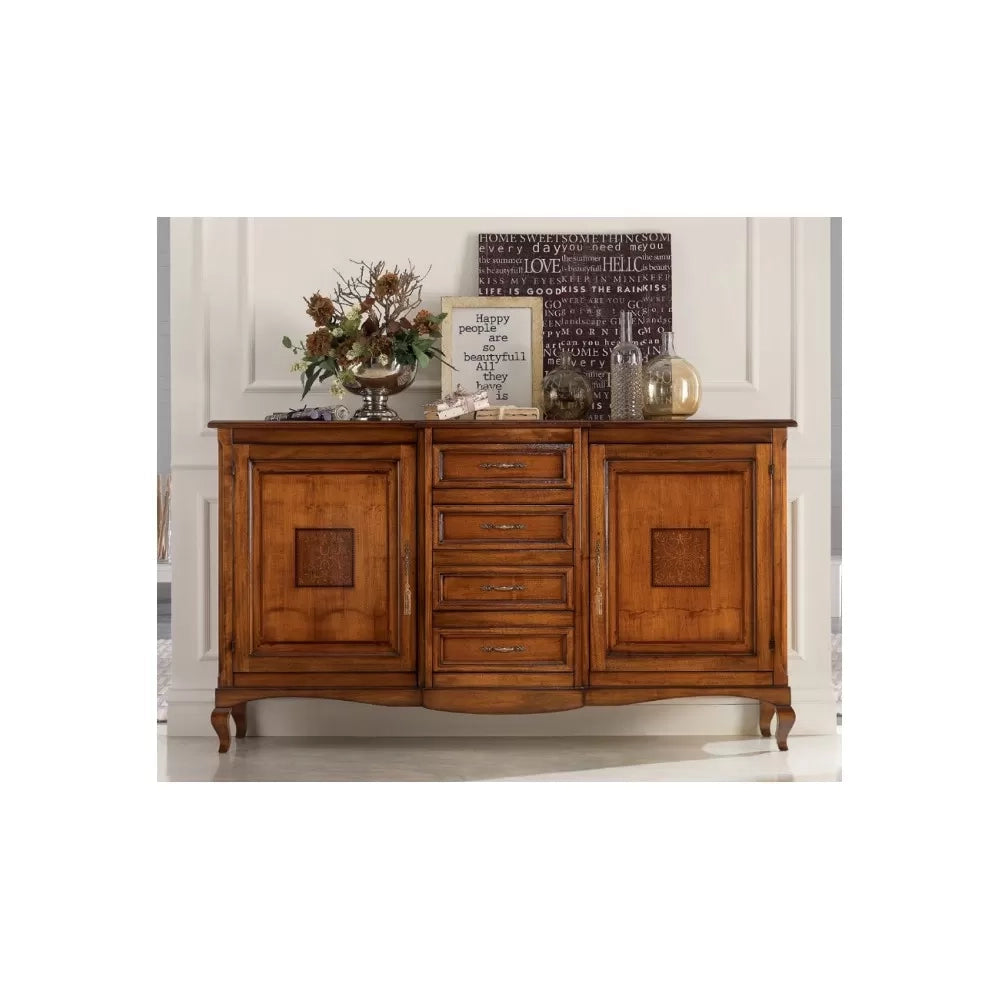 Credenza 2 porte 4 cassetti intarsio bassano 200x52x113 - Mobili 2G