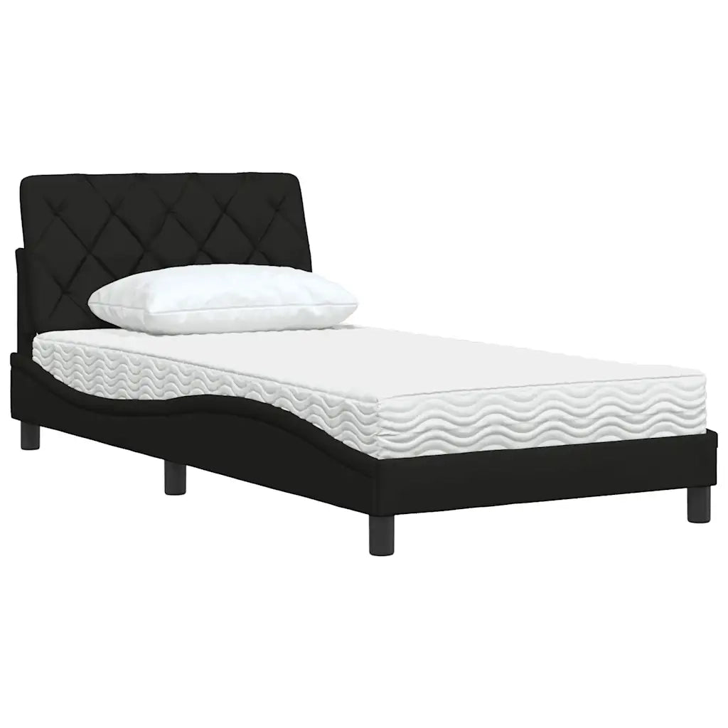 Letto con Materasso Nero 100x200 cm in Tessuto 3310722