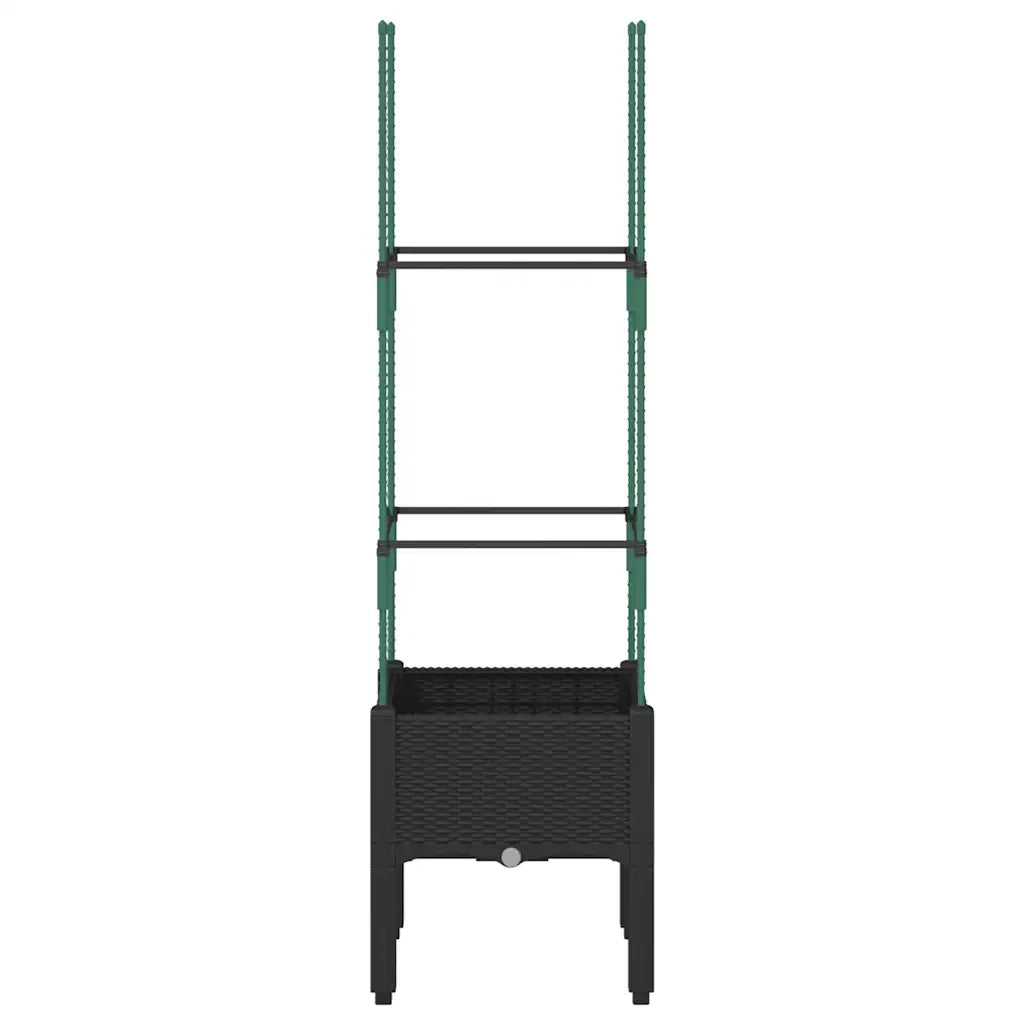 Fioriera | Cassetta per fiori | Vaso da Giardino con Traliccio Nera 40x40x142,5 cm in PP