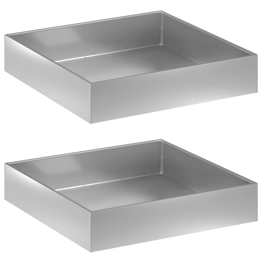 Vaso da giardino 2 pz Argento 80 x 80 x 20 cm Acciaio zincato 8005019