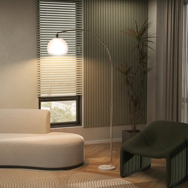 LAMPADA DA TERRA ad arco 26x90x180 cm bianca in metallo con base in marmo