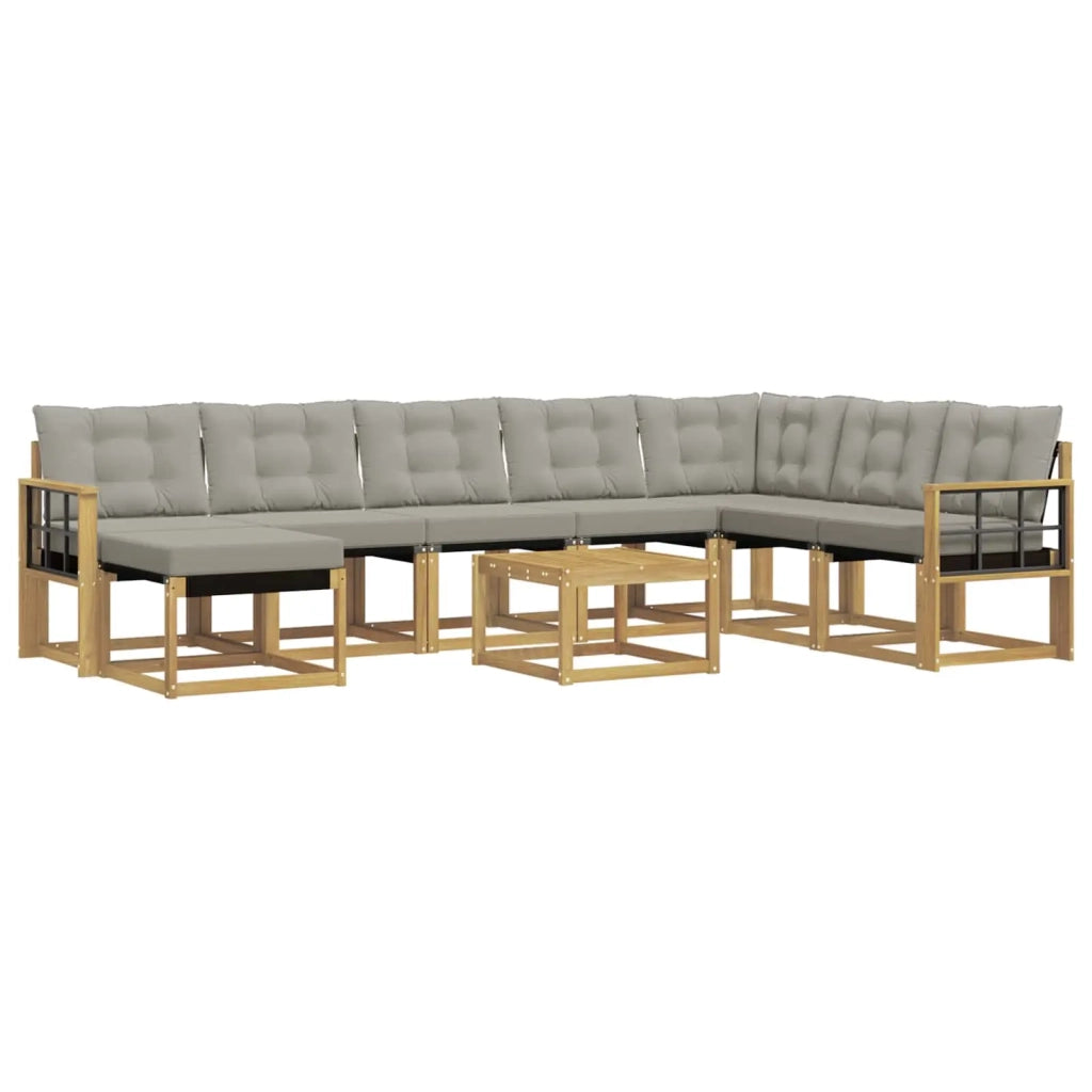 Set di divani da esterno 9 pcs Bianco e Grigio Chiaro