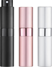 Spruzzatori di profumo in miniatura, 3 pezzi, flaconcini spray, contenitore di profumo, rimovibile (argento, rosa, nero)