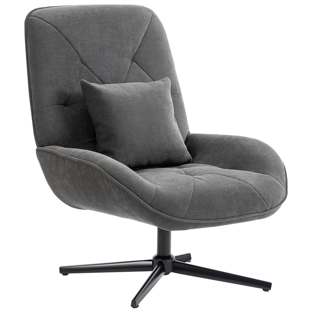 Poltrona girevole con cuscino lombare, alta schienale, seduta profonda ¨C zephmum ¨C Chenille, grigio scuro