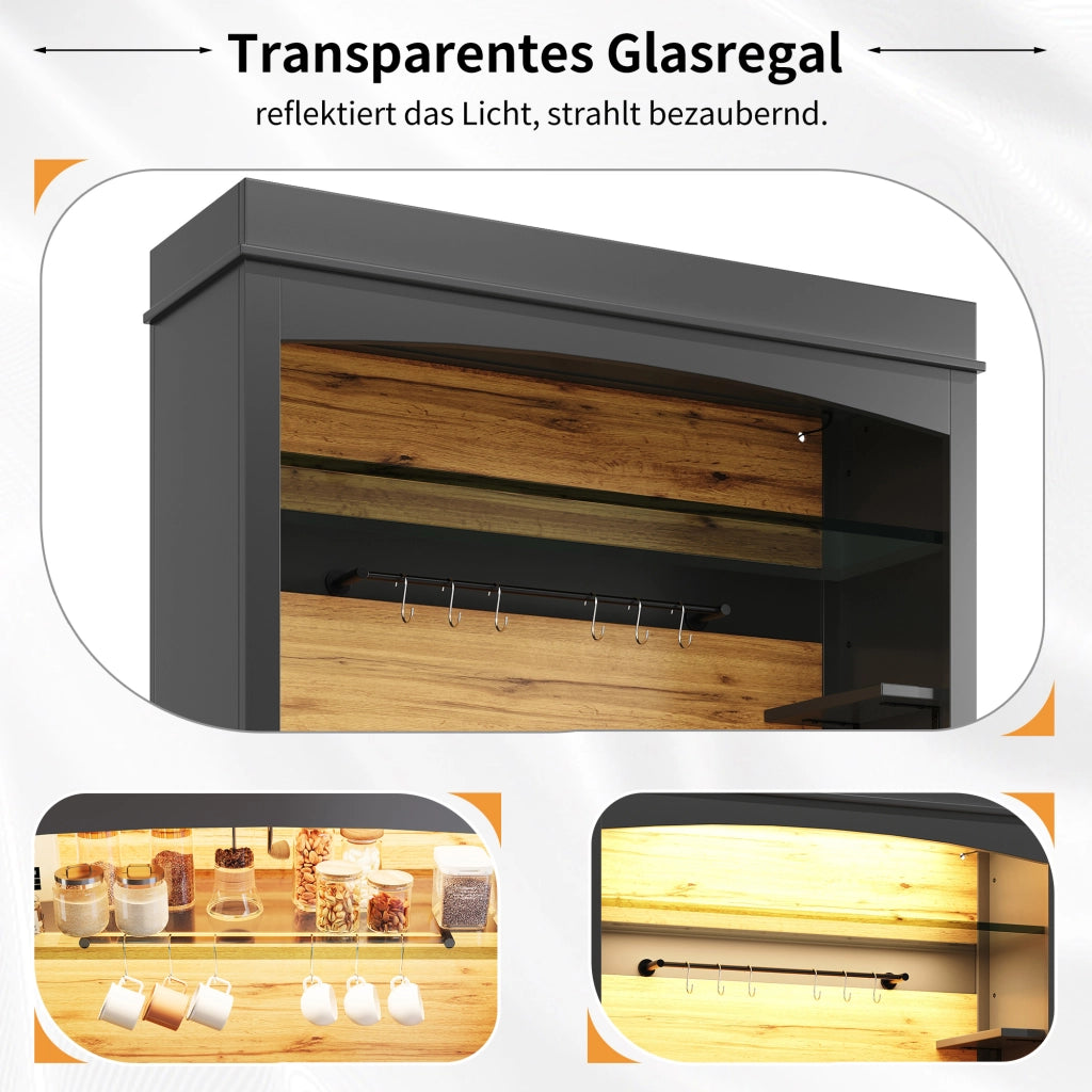 ARMADIO DA CUCINA ALTO 107x43x184 cm Nero LED Set 2 unità