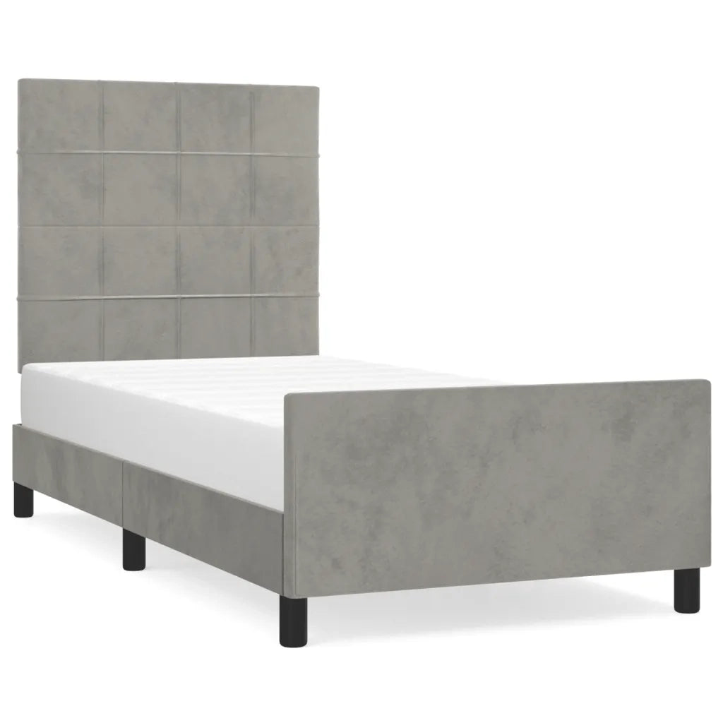 Giroletto con Testiera Grigio Chiaro 90x190 cm in Velluto cod mxl 57593