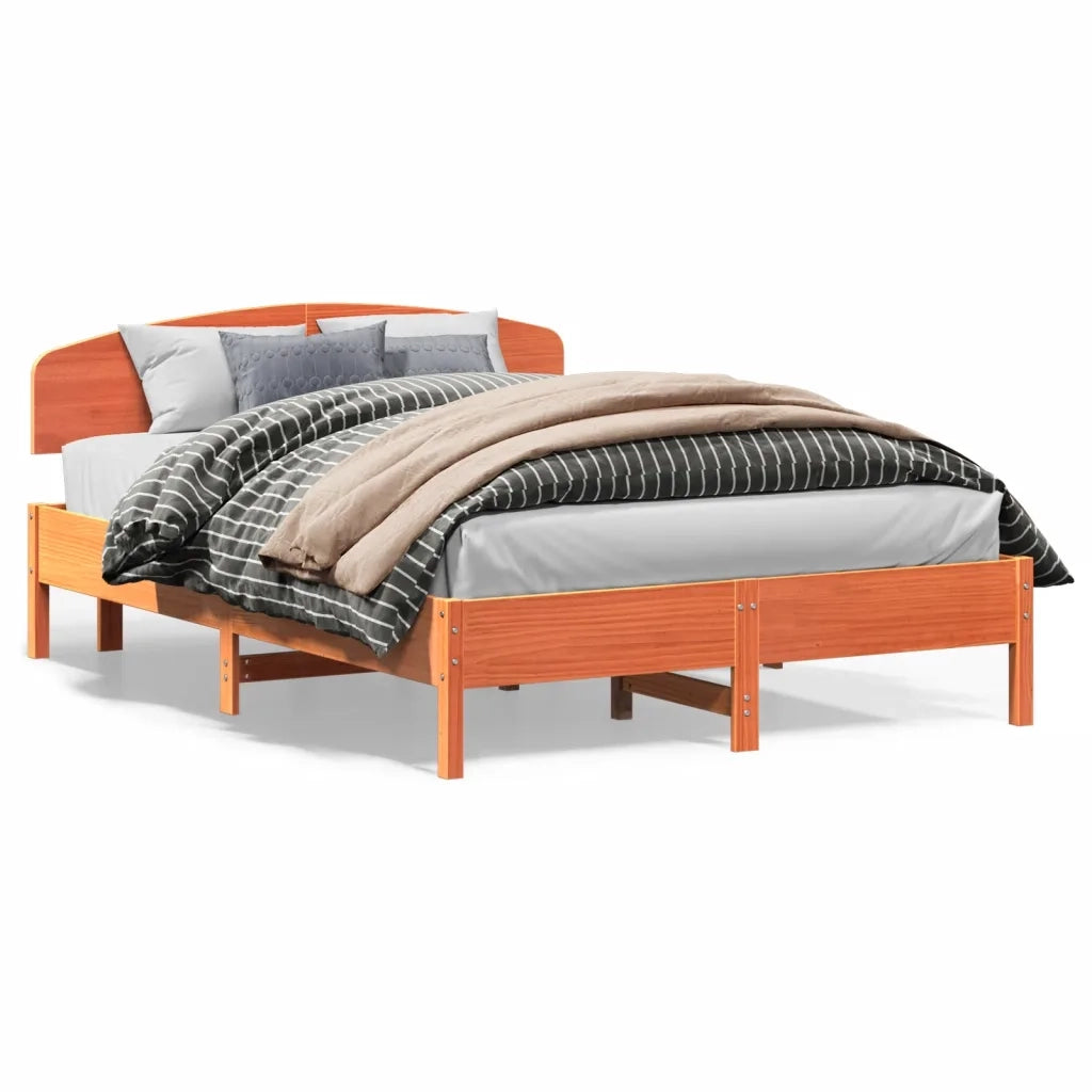 Giroletto senza Materasso Marrone Cera 160x200 cm Legno di Pino 3207204