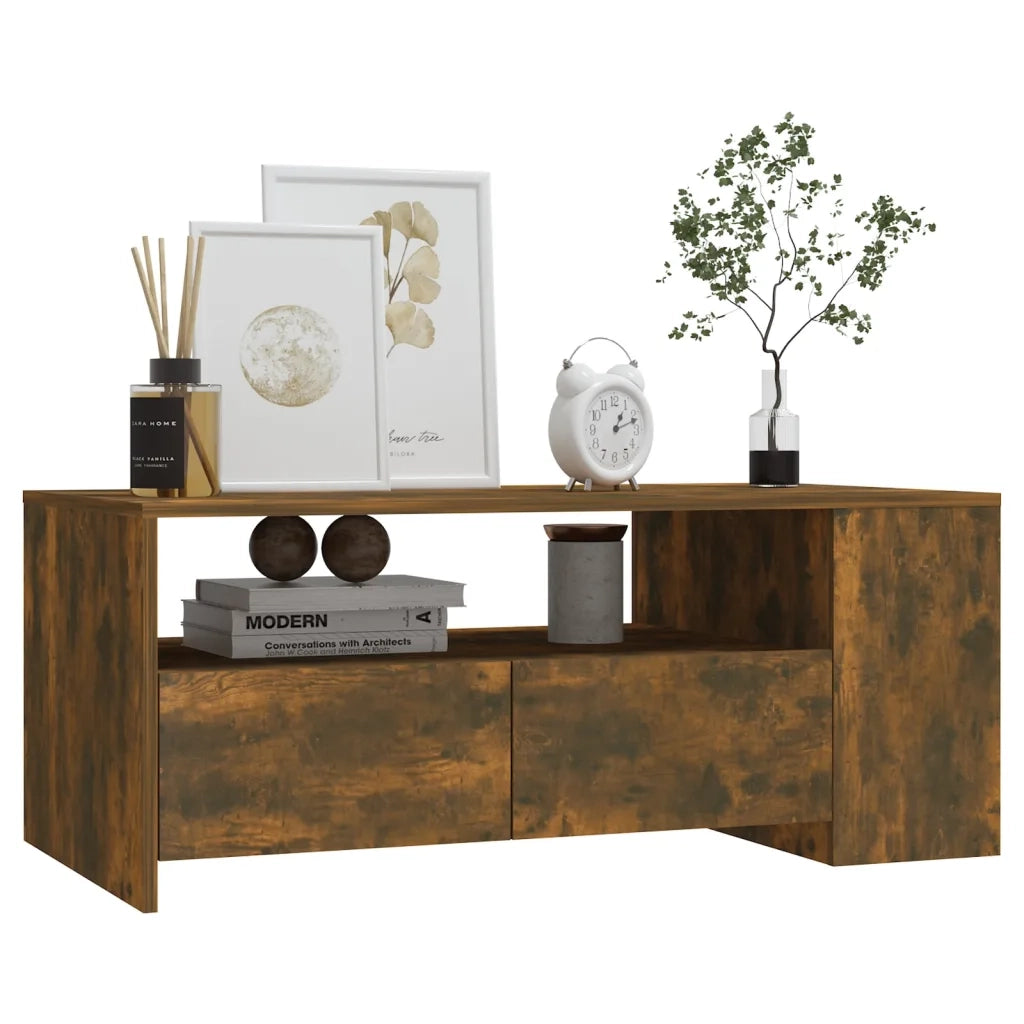 Tavolino da Salotto Rovere Fumo 102x55x42 cm Legno Multistrato 816934