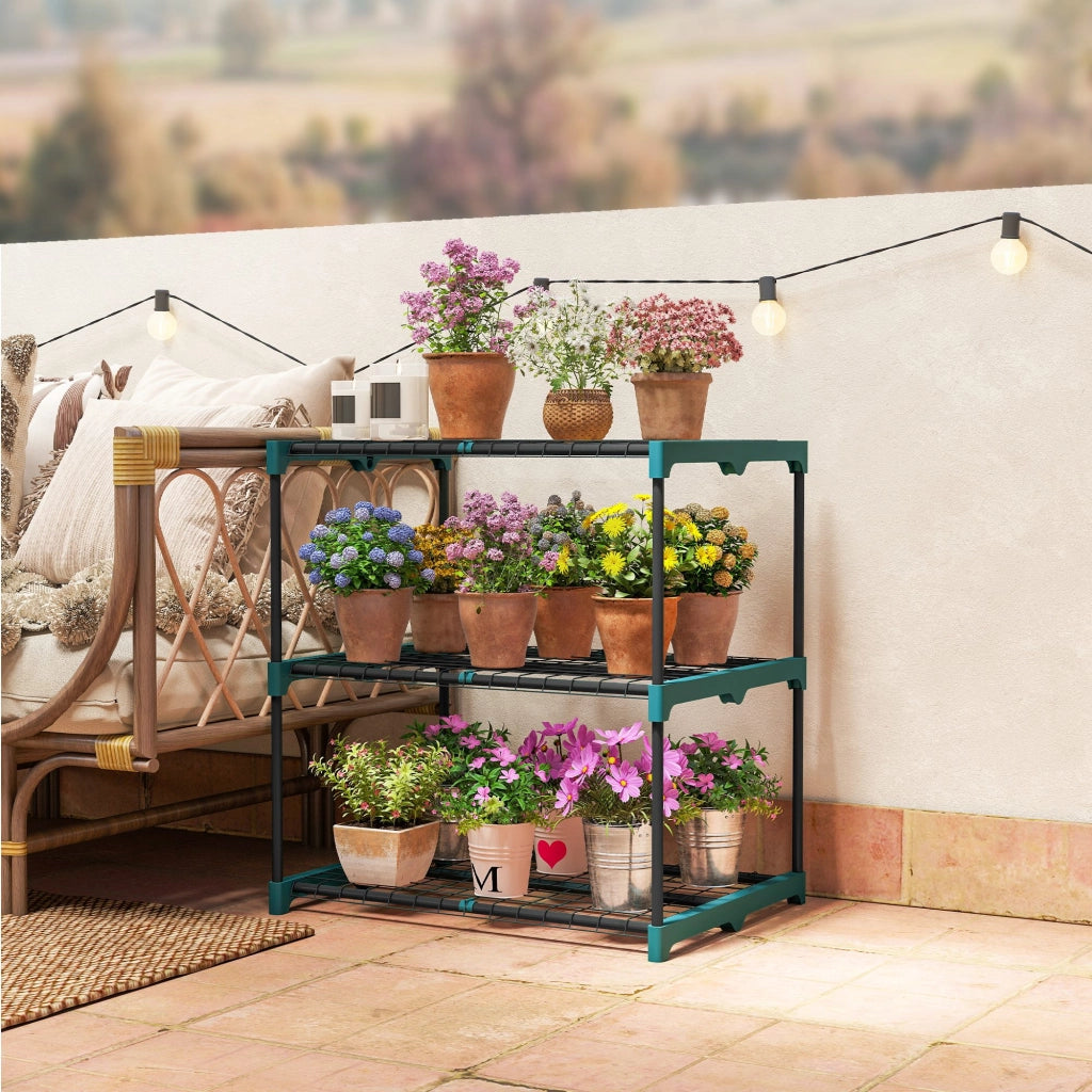 Portafiori 3 Ripiani ¨C Xylo ¨C Metallo Verde Scuro 72cm