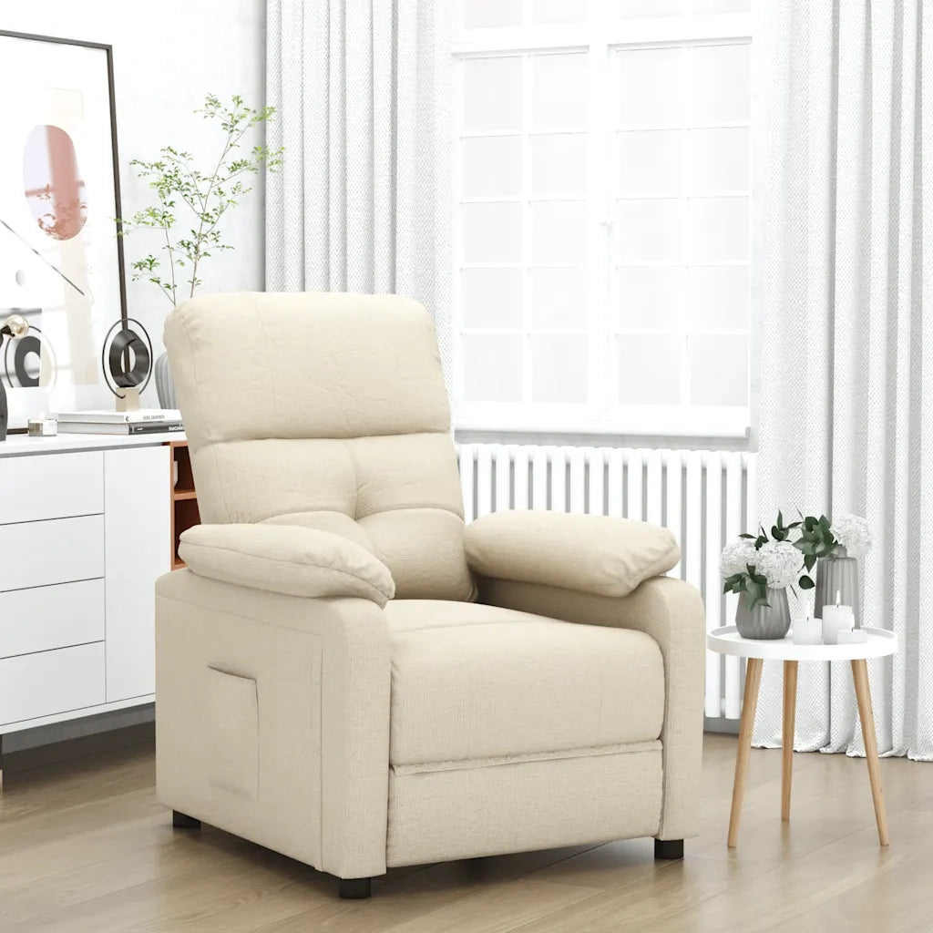 vidaXL Poltrona Reclinabile in Tessuto Crema