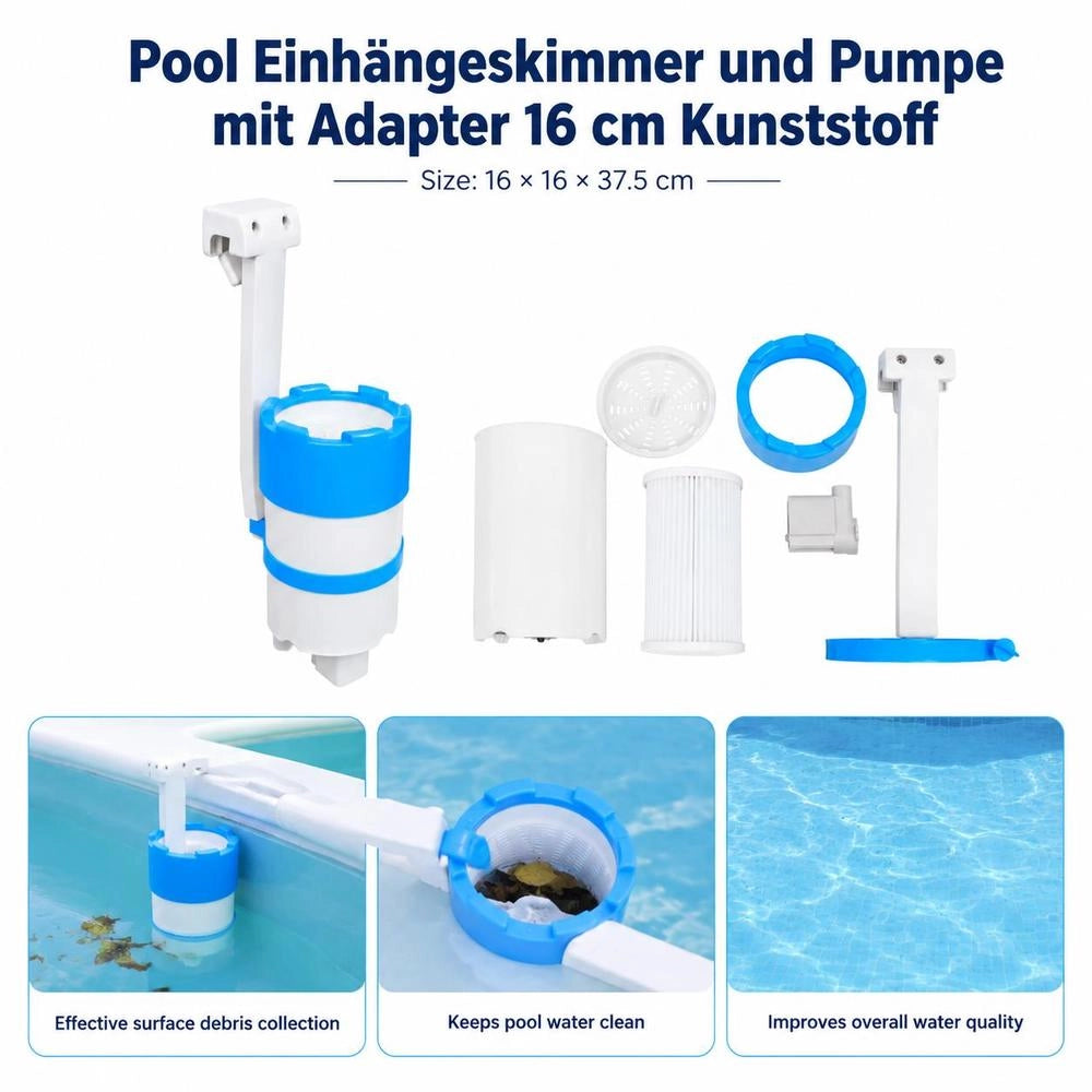 Pool Skimmer And Pump With Adapter 16 Cm Plastic
