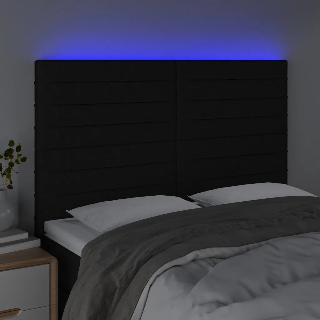 Testiera a LED-Testata con LED Nera 144x5x118/128 cm in Tessuto 510971