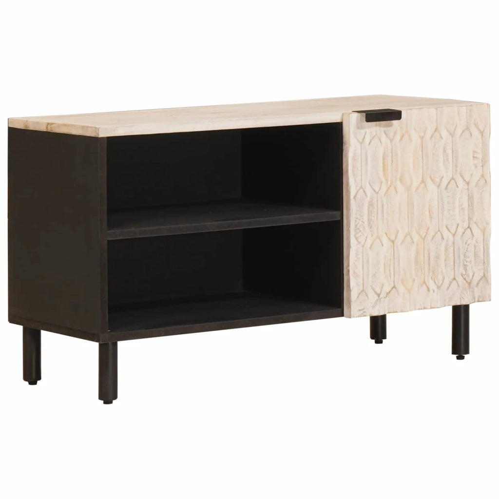 Mobile TV con porta Finitura Bianco Lavato 80 x 33 x 46 cm 4017879